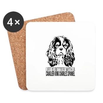 CAVALIER KING CHARLES SPANIEL life better Wilsigns - Coasters (set of 4) - white - Front