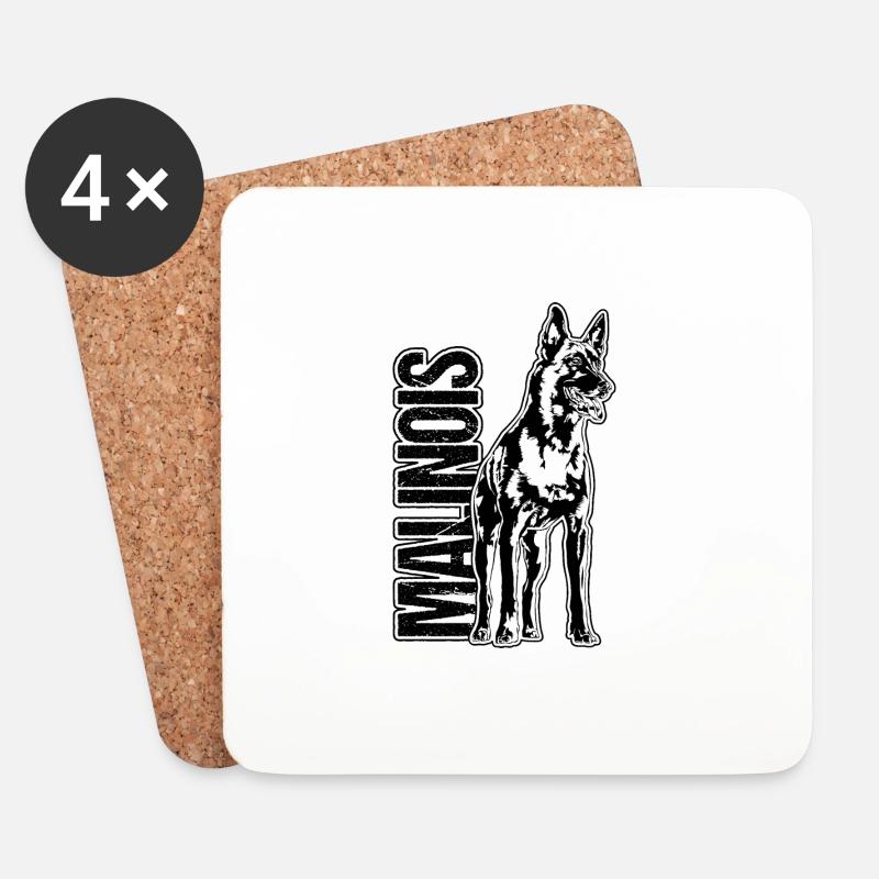 MALINOIS Portrait Hund Hunde Wilsigns - Untersetzer (4er-Set) - Weiß