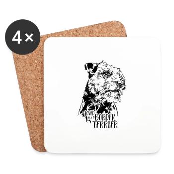 Loved by a BORDER TERRIER Dog Wilsigns - Coasters (set of 4) - white - Front