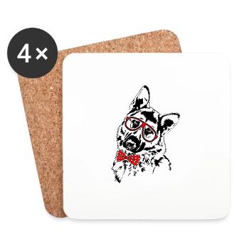 BERGER ALLEMAND Lunettes Chiens chien intelligent - Dessous de verre (lot de 4) - blanc - Devant