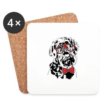 Funny GIANT SCHNAUZER Glasses Dogs Dog - Coasters (set of 4) - white - Front