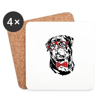 Funny ROTTWEILER Glasses Dog Dog - Coasters (set of 4) - white - Front