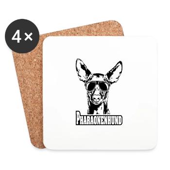 PHARAONENHUND cool Sonnenbrille Hunde Hund - Untersetzer (4er-Set) - Weiß - Vorne