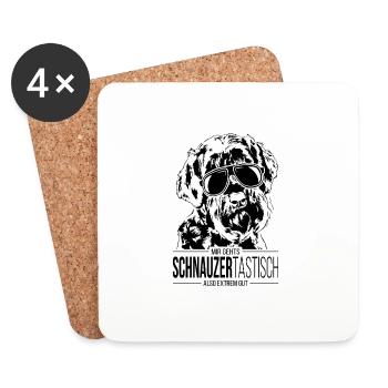 SCHNAUZERTASTISCH Riesenschnauzer Hundespruch Hund - Untersetzer (4er-Set) - Weiß - Vorne