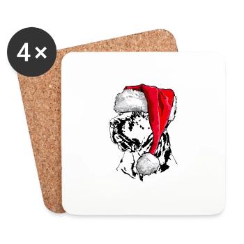 Santa TOSA INU Chien de Noël Chiens Wilsigns - Dessous de verre (lot de 4) - blanc - Devant