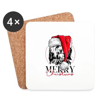 Santa HAVANESER Merry Christmas Hunde Wilsigns - Untersetzer (4er-Set) - Weiß - Vorne