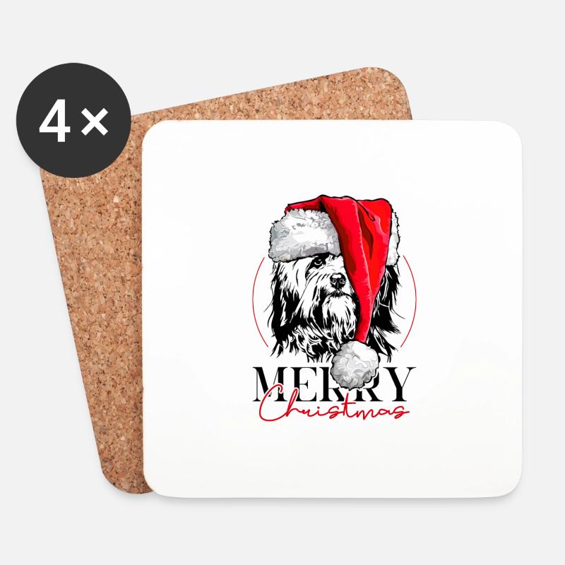 Santa HAVANESER Merry Christmas Hunde Wilsigns - Untersetzer (4er-Set) - Weiß