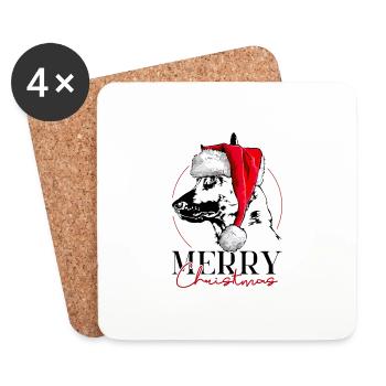 Santa MALINOIS Merry Christmas Hunde Hund Wilsigns - Untersetzer (4er-Set) - Weiß - Vorne