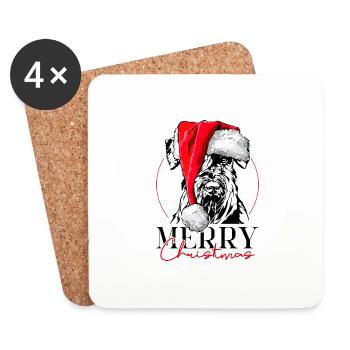 Santa SCHNAUZER Joyeux Noël Chiens Wilsigns - Dessous de verre (lot de 4) - blanc - Devant