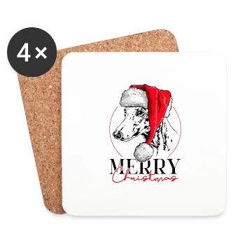 Santa WHIPPET Hund Merry Christmas Hunde Wilsigns - Untersetzer (4er-Set) - Weiß - Vorne