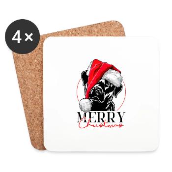 Père Noël RETRIEVER Joyeux Noël Wilsigns - Dessous de verre (lot de 4) - blanc - Devant