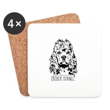 AMERICAN COCKER SPANIEL Dog Portrait Wilsigns - Coasters (set of 4) - white - Front