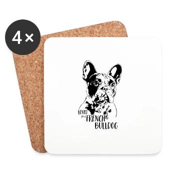 Aimé par un chien bouledogue Français Dire Wilsigns - Dessous de verre (lot de 4) - blanc - Devant