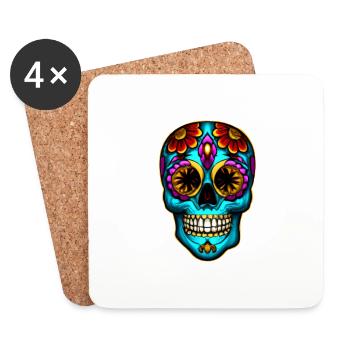 Skull Mexican Style, Día de Muertos - Untersetzer (4er-Set) - Weiß - Vorne