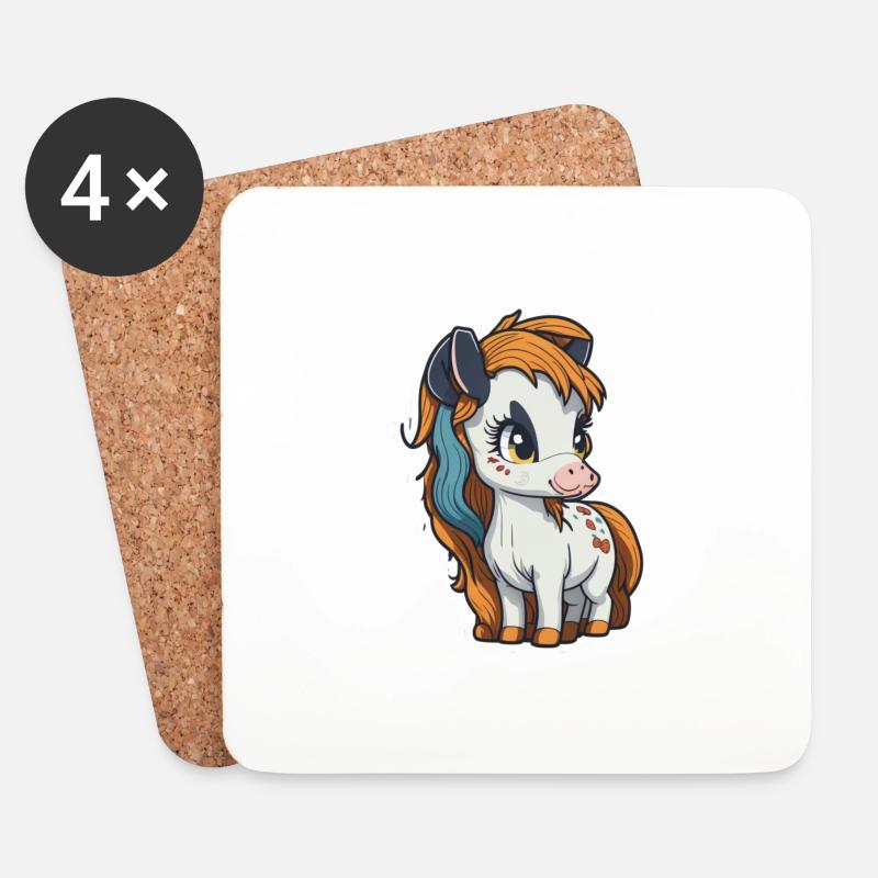 Stutfohlen Pony 3 - Untersetzer (4er-Set) - Weiß