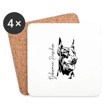 Doberman Pinscher Chien Portrait Chiens Wilsigns - Dessous de verre (lot de 4) - blanc - Devant