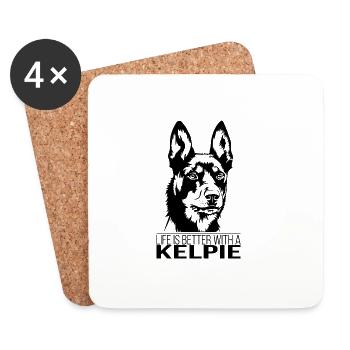 Australian Kelpie life better Wilsign's dog saying - Coasters (set of 4) - white - Front