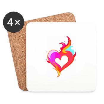 Cœur de feu - Dessous de verre (lot de 4) - blanc - Devant