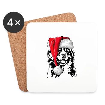 Chien de montagne de Santa Bernese Chiens de Noël Wilsigns - Dessous de verre (lot de 4) - blanc - Devant