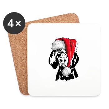 Santa Black And Tan Coonhound Christmas Dogs - Coasters (set of 4) - white - Front