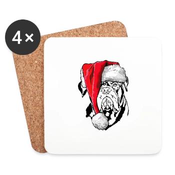 Santa Bordeauxdogge Weihnachten Hunde Wilsigns - Untersetzer (4er-Set) - Weiß - Vorne