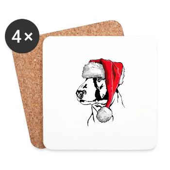 Santa English Bull Terrier Christmas Wilsigns - Dessous de verre (lot de 4) - blanc - Devant