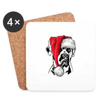 Santa Cane Corso Christmas Dogs Wilsigns - Coasters (set of 4) - white - Front