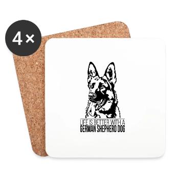 German Shepherd Dog life is better Hunde Wilsigns - Untersetzer (4er-Set) - Weiß - Vorne