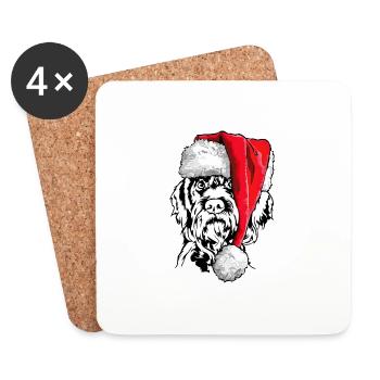 Père Noël allemand Chiens de Noël Wilsigns - Dessous de verre (lot de 4) - blanc - Devant
