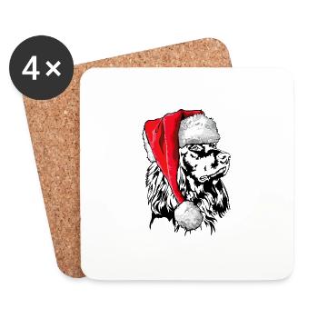 Santa German Longhair Christmas Dogs Wilsigns - Coasters (set of 4) - white - Front