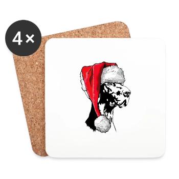 Père Noël allemand Chiens de Noël à poil court Wilsigns - Dessous de verre (lot de 4) - blanc - Devant