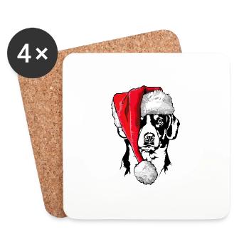 Santa Entlebucher Chien de montagne Signes de Noël - Dessous de verre (lot de 4) - blanc - Devant