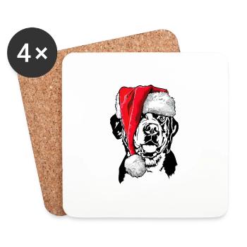 Santa Großer Schweizer Sennenhund Weihnachten - Untersetzer (4er-Set) - Weiß - Vorne