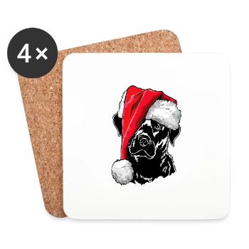 Père Noël Labrador Retriever chien de Noël Wilsigns - Dessous de verre (lot de 4) - blanc - Devant
