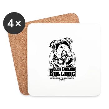 OLDE ENGLISH BULLDOG coolest people Hunde Wilsigns - Untersetzer (4er-Set) - Weiß - Vorne