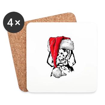 Santa Wirehaired Vizsla Christmas Dogs Wilsigns - Coasters (set of 4) - white - Front