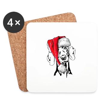 Santa Braque de Noël chiens Wilsigns - Dessous de verre (lot de 4) - blanc - Devant