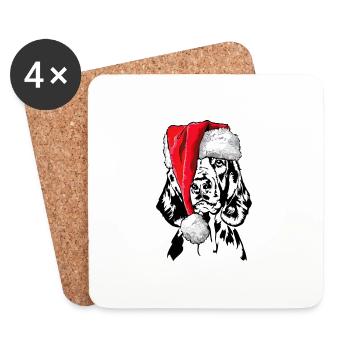 Père Noël gallois Springer Spaniel Wilsigns - Dessous de verre (lot de 4) - blanc - Devant