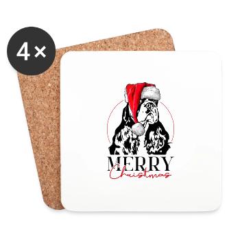 Père Noël American Cocker Spaniel Joyeux Noël Chien - Dessous de verre (lot de 4) - blanc - Devant