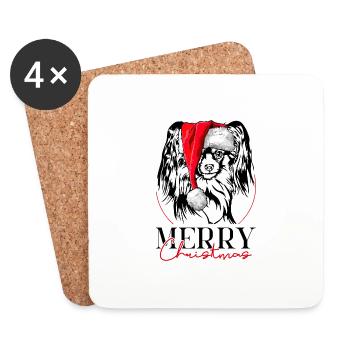 Père Noël Papillon Joyeux Noël chiens chien Wilsigns - Dessous de verre (lot de 4) - blanc - Devant