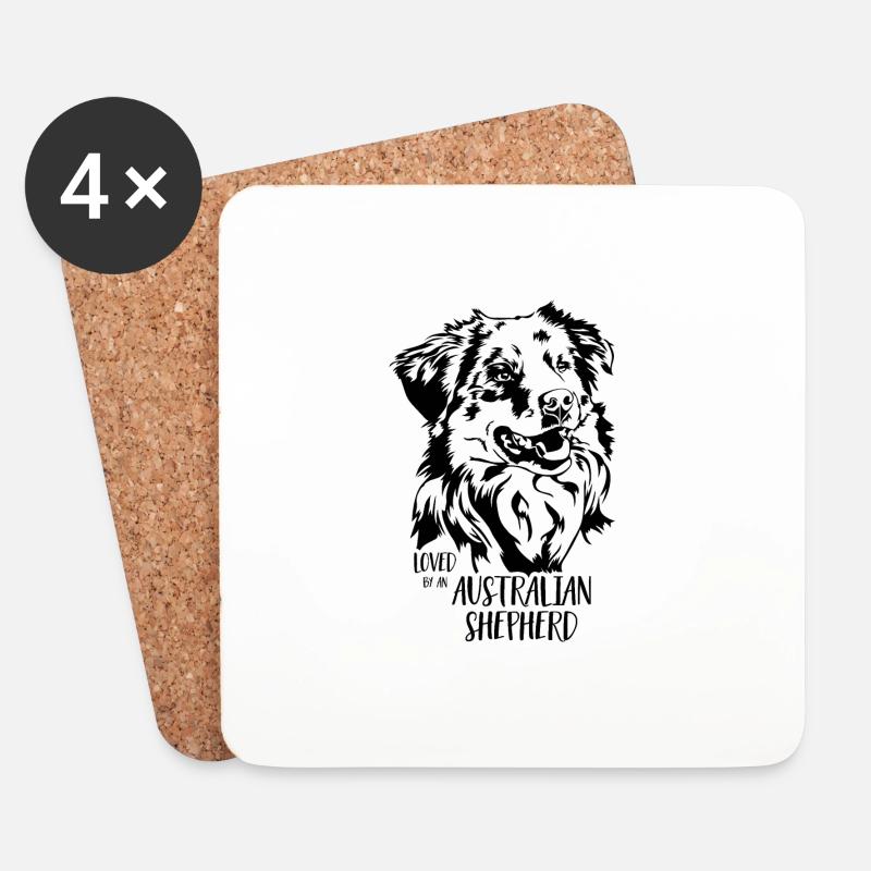 Loved by an Australian Shepherd Hunde Wilsigns - Untersetzer (4er-Set) - Weiß