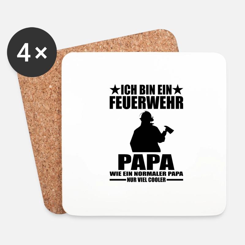 Feuerwehr - Untersetzer (4er-Set) - Weiß