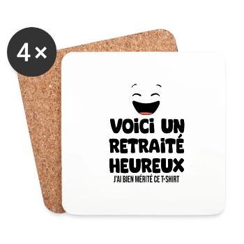 je suis un retraité heureux cadeau retraite - Dessous de verre (lot de 4) - blanc - Devant