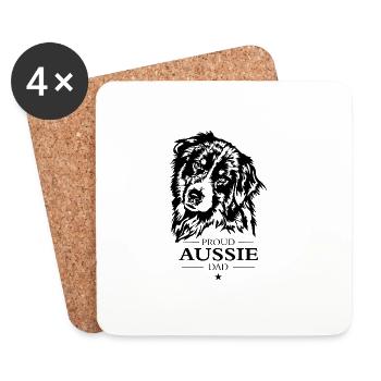 Aussie Dad Australian Shepherd Dog Dog Wilsigns - Coasters (set of 4) - white - Front