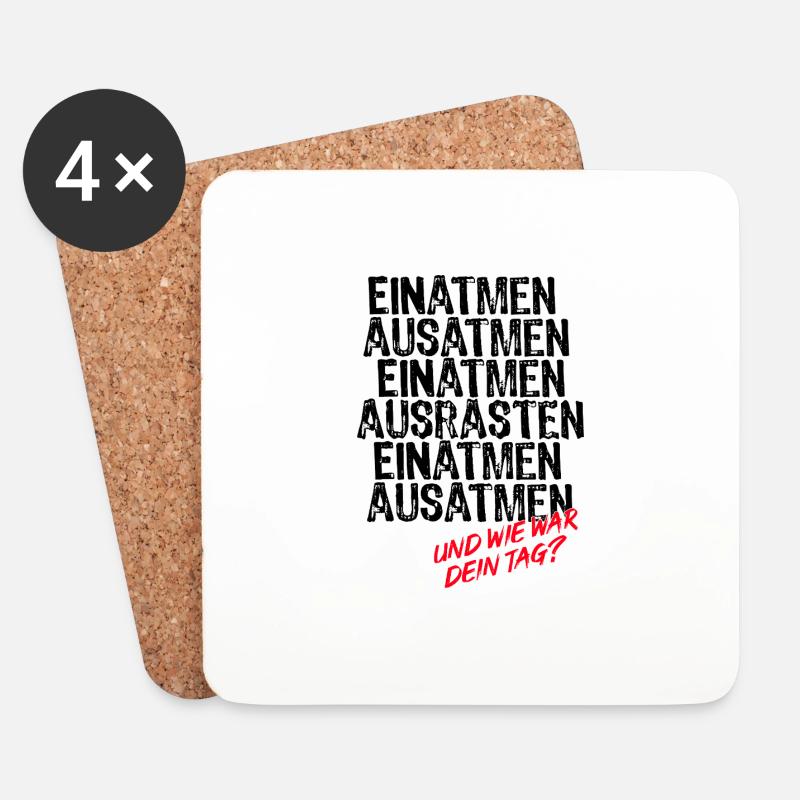 Einatmen Ausatmen Einatmen Ausrasten Einatmen - Untersetzer (4er-Set) - Weiß