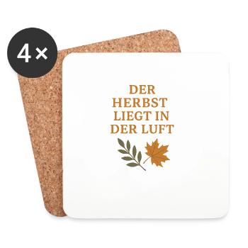 Autumn poem with foliage motif - Coasters (set of 4) - white - Front
