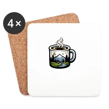 Paysage nocturne dans une tasse à café - Dessous de verre (lot de 4) - blanc - Devant