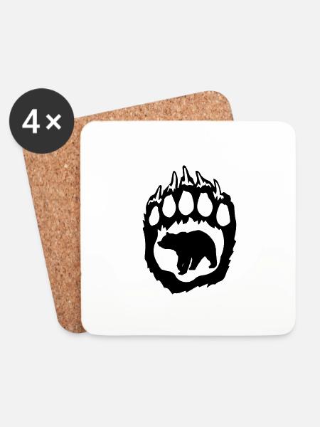 Bear Footprint - Coasters (set of 4) - white
