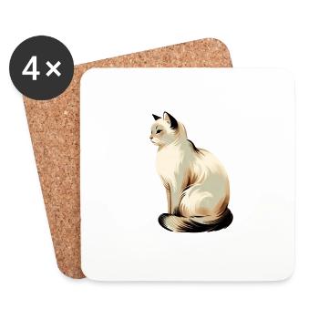 Skurrile, elegante Katzengrafiken - Purrfectly Cra - Untersetzer (4er-Set) - Weiß - Vorne