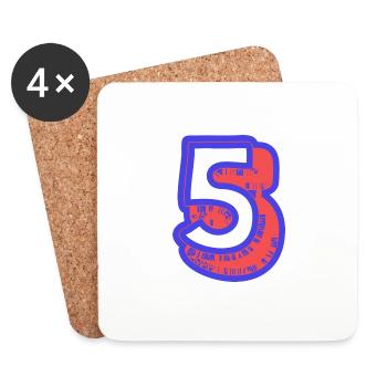 5. 5 ANS. 5e ANNIVERSAIRE. ANNIVERSAIRE 5 ANS - Dessous de verre (lot de 4) - blanc - Devant